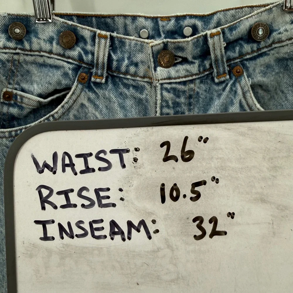 Vintage Levis 552 Orange Tab‎ Acid Wash Jeans USA Made 26x32 80's suspender tabs